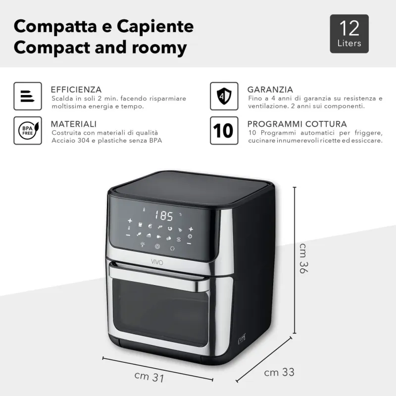 Friggitrice ad Aria 12 Litri | VIVO Air Fryer