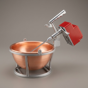 Paiolo elettrico polentina OVBC Officine Valtromplina rame liscio 26cm Art.1R supporto alluminio