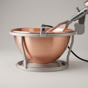 Paiolo elettrico polentina OVBC Officine Valtromplina rame liscio 26cm Art.1R supporto alluminio