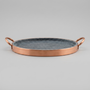 Bistecchiera pietra ollare tonda con scalino diametro 30cm per barbecue