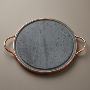 Bistecchiera pietra ollare tonda diametro 29cm con supporto per grigliare